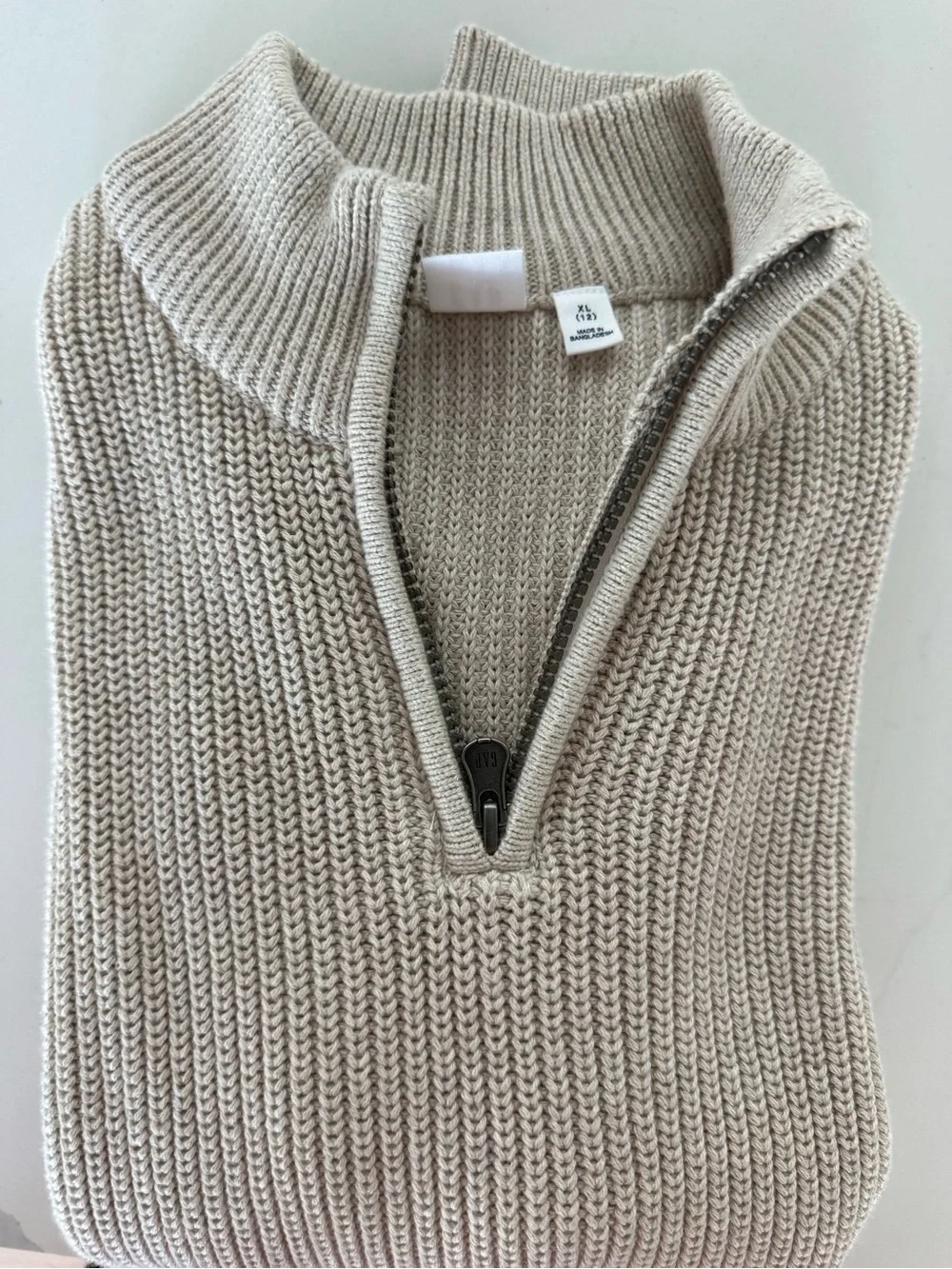 Boys Gap Half-Zip Sweater in Light Beige Size XL